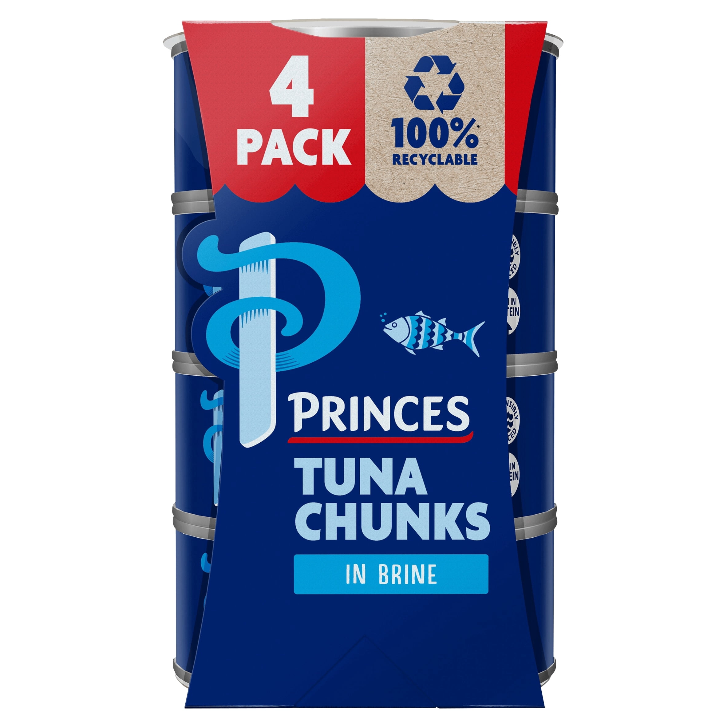 Princes Tuna Chunks In Brine 4X145g, Imported from Britain