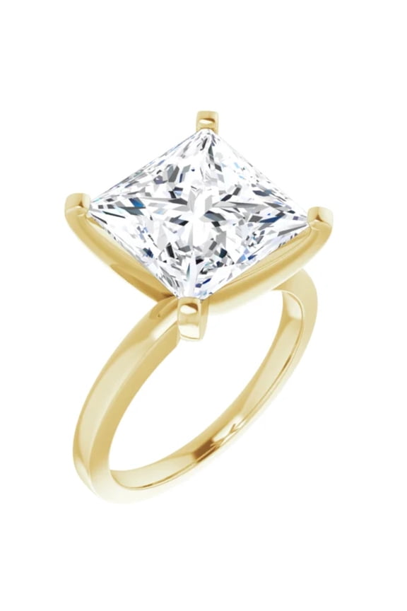 Princess 3 Ct. Solitaire Lab Diamond Engagement Ring Yellow Gold