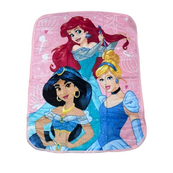 Princess 40"x50" Plush Throw Blanket TT Ariel, Jazmine, Cinderella
