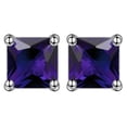 thumbnail image 1 of Princess 6mm Stud Earrings White Gold Plated Cz Womens Ginger Lyne Collection, 1 of 5