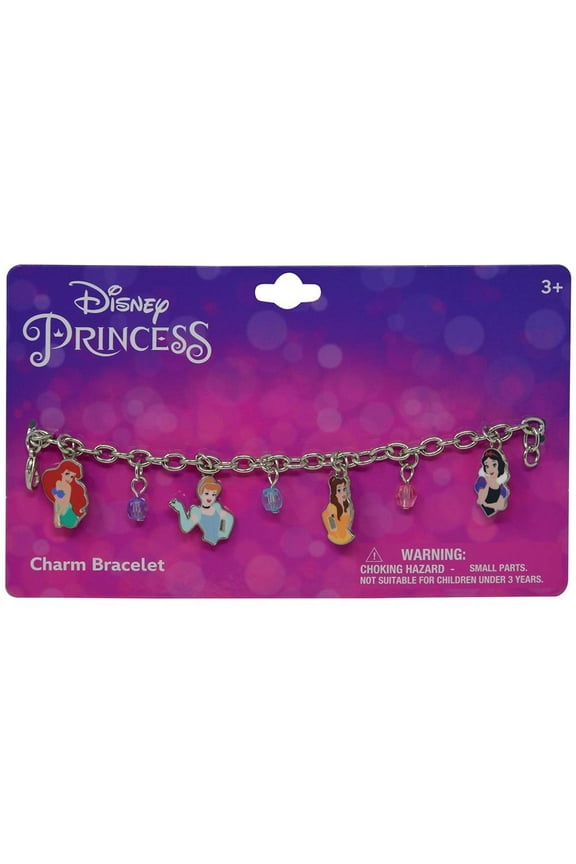 Princess 7" Charm Bracelet on Card with 4 metal charms and 3 beads on Card