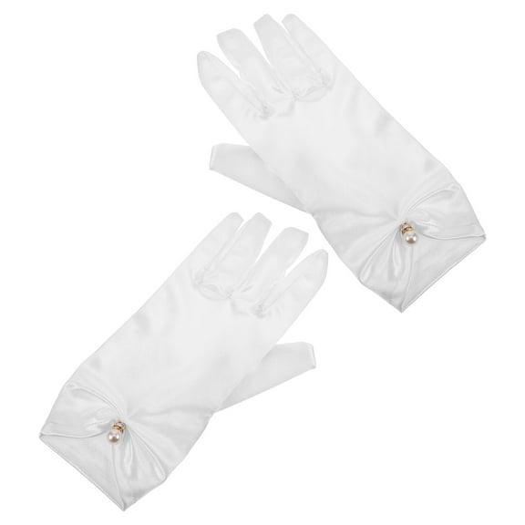 Princess Accessories Long Gloves for Girls Bride Toddler White