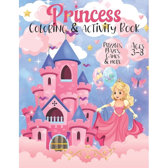 Princess Activity & Coloring Book: Cute Princess Themed Activity Book with Princess Coloring Pages, Mazes, Games, I-Spy,, (Paperback)
