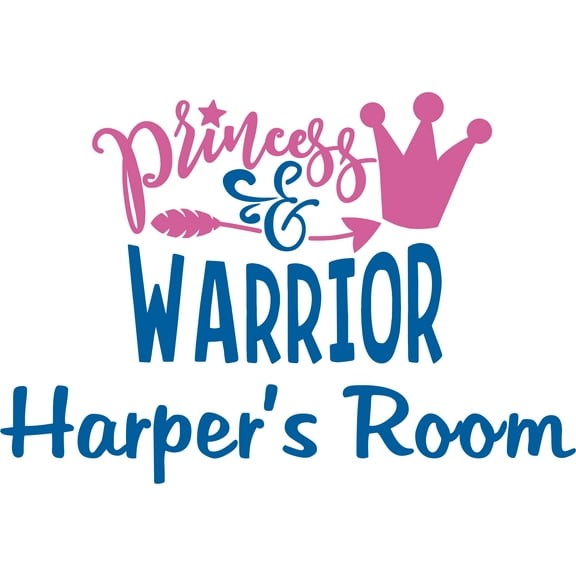Princess And Warrior Motivation Quotes Customized Wall Decal - Custom Vinyl Wall Art - Personalized Name - Baby Girls Boys Kids Bedroom Wall Decal Room Decor Wall Stickers Decoration Size (12x20 inch)