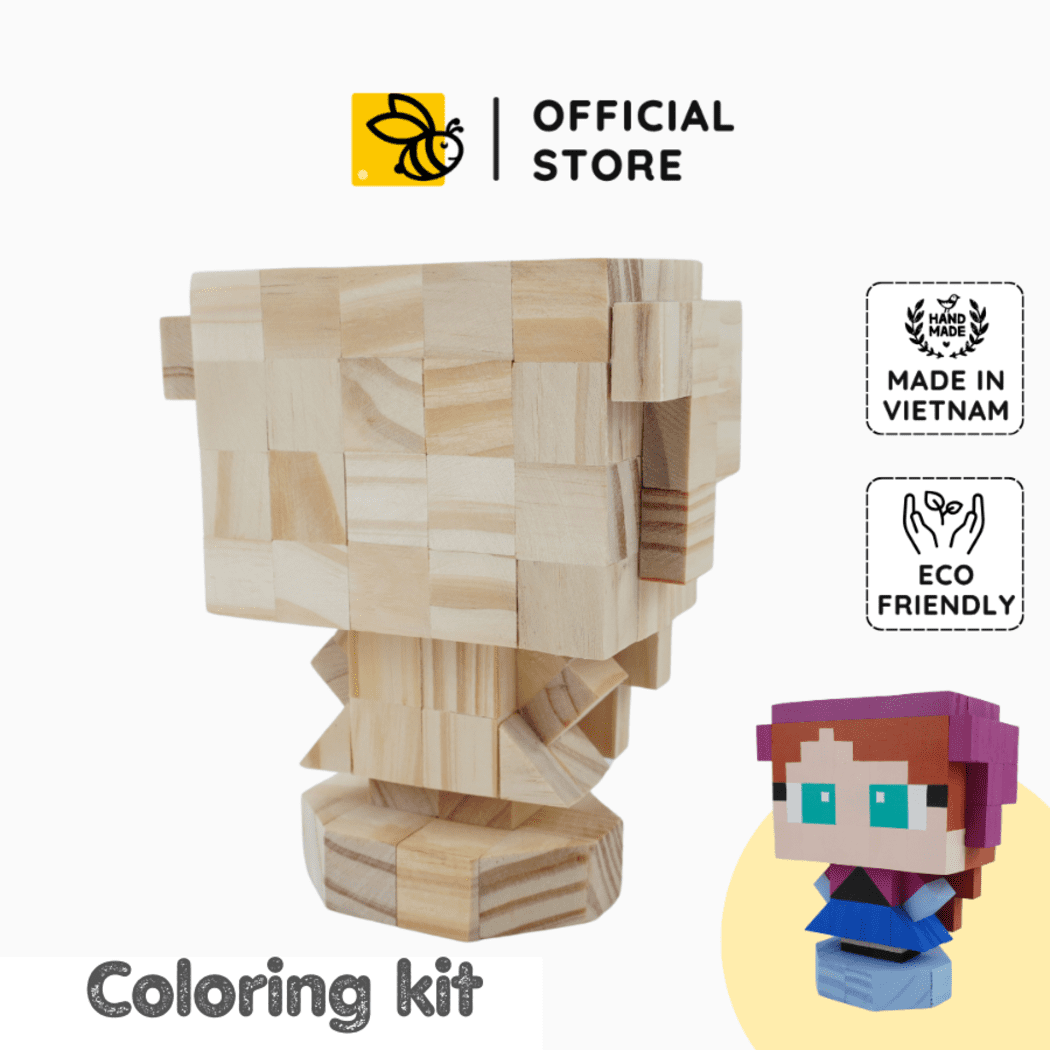 Princess Anna 3D Wooden Model – Minecraft-Style DIY Pixel Art Gift ...
