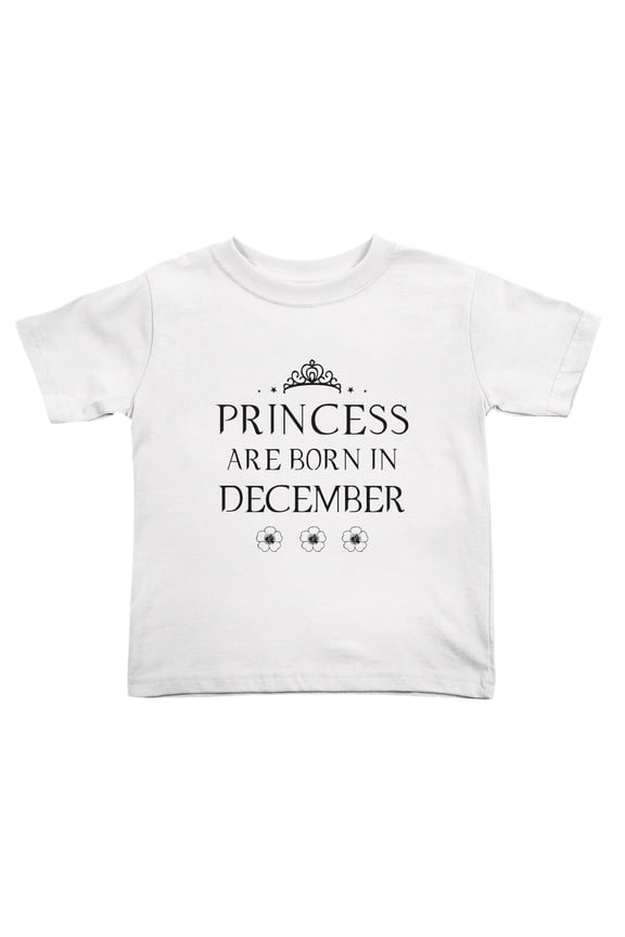 Princess Are Born In December Funny Toddler T-Shirts for Boys Girls (White, Youth L)