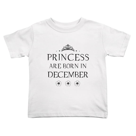 Princess Are Born In December Funny Toddler T-Shirts for Boys Girls (White, Youth L)
