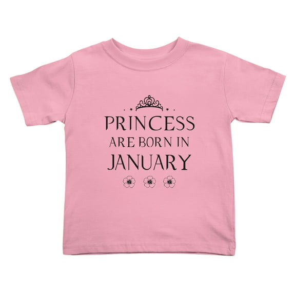 Princess Are Born In Januarys Funny Toddler T-Shirts for Boys Girls (Pink, 2T)