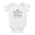 thumbnail image 1 of Princess Are Born In September Funny Baby Clothing Bodysuits Boy Girl Unisex, 1 of 5