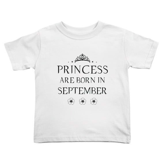 Princess Are Born In September Funny Toddler T-Shirts for Boys Girls (White, Youth M)