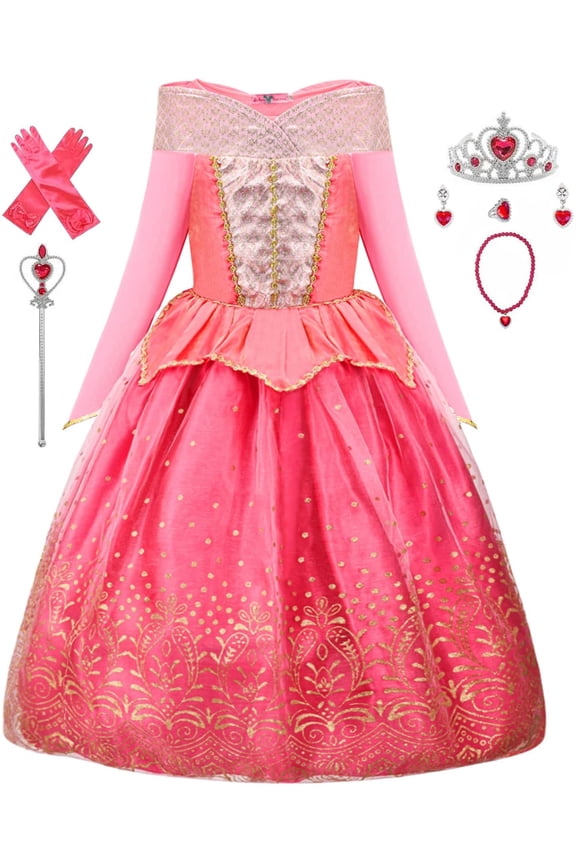 Princess Dress for Girls Princess Costume Dress Up with Accessories