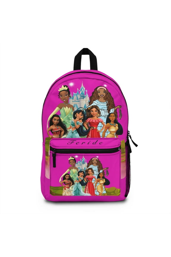 Princess Backpack, Black Little Mermaid Backpack, Black Princess, Ariel, Tiana, Moana, Elena, Custom Birthday Gift, School Book Bag, Gym Bag