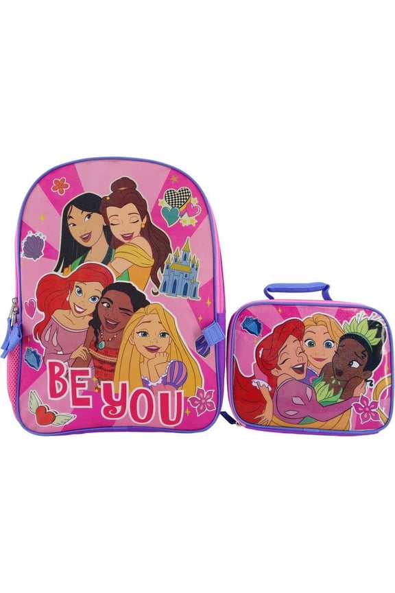 Princess Backpack with Lunchbox, Alternate, color, PURPLE/ PINK MULTI