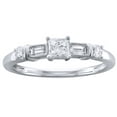 thumbnail image 1 of AFFY Princess & Baguette Shape White Natural Diamond Stylish Engagement Ring in 14K White Gold (0.5 cttw), 1 of 1