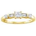 thumbnail image 1 of AFFY Princess & Baguette Shape White Natural Diamond Stylish Engagement Ring in 14K Yellow Gold (0.5 cttw), 1 of 1