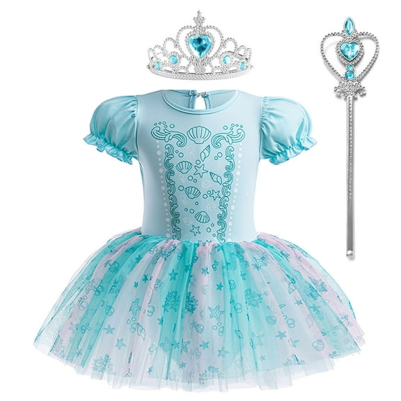 Princess Ballerina Tutu Dress Costume w/Crown for Girls Snow Queen Halloween Fancy Cosplay Outfits 18-24 Month