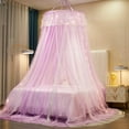 thumbnail image 1 of Princess Bed Canopy for Girls,Bed Canopy Curtain- Double Layer Sheer Mesh Dome Bed Curtain- Round Lace Princess Mosquito Net Tent with led Stars String Lights(Purple/White), 1 of 14