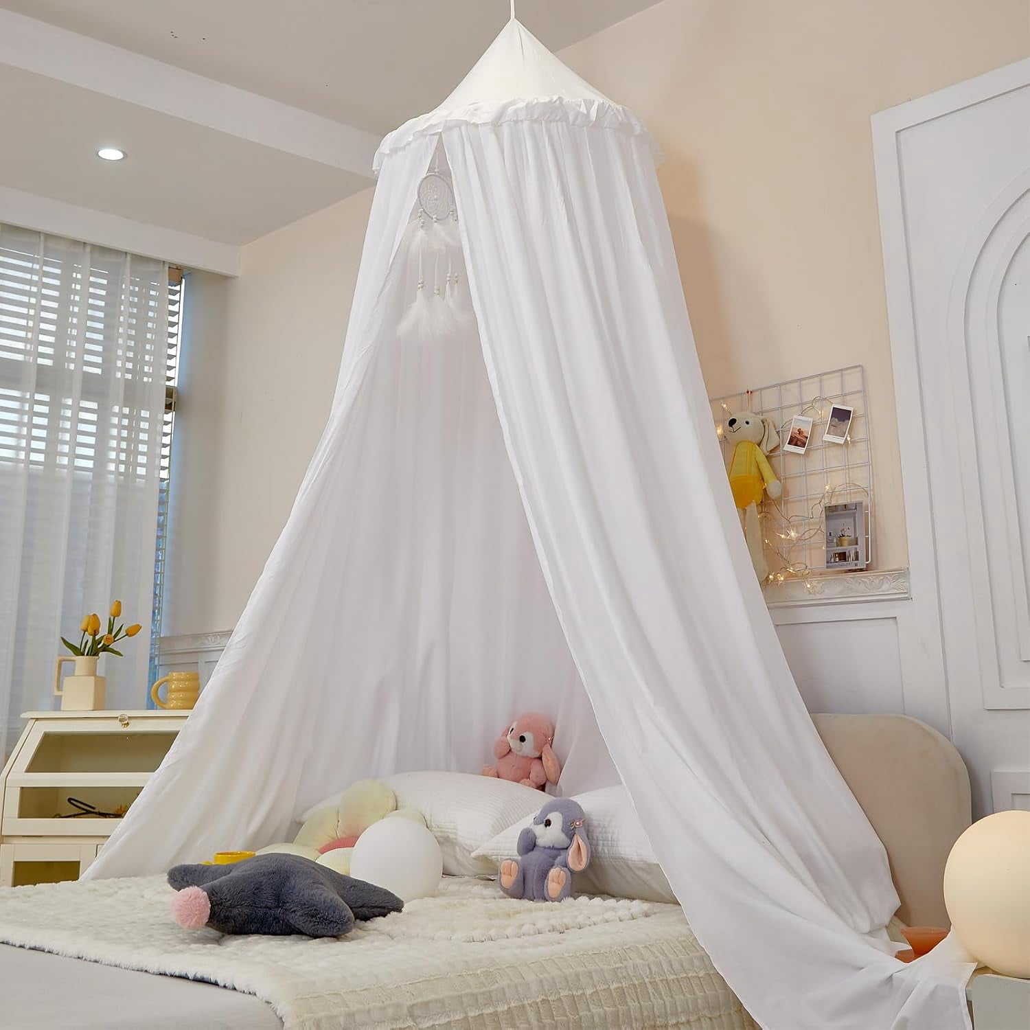 Princess Bed Canopy for Kids, Soft and Durable Dreamy Mosquito Net Bedding, Girls Room Tent, Children Reading Nook Indoor Decor (Coral Pink)