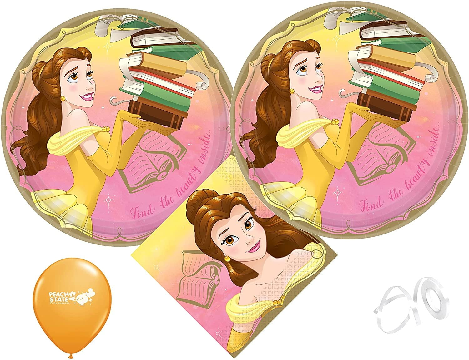 Princess Belle Beauty and The Beast Party Supplies Pack with Plates and