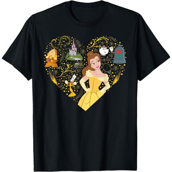 Princess Belle Collage Heart DTG Print Unisex T-Shirt