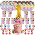 thumbnail image 1 of Princess Birthday 1st Cups Party Supplies Plates Fans Decorations Cake Topper Decor, 1 of 6