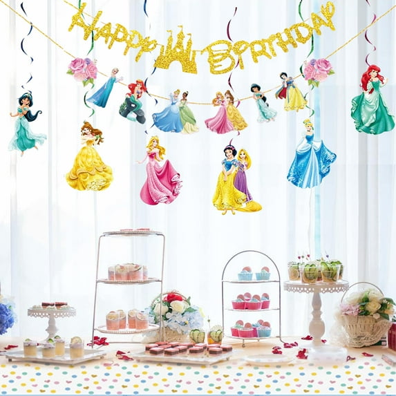 Princess Birthday Banner for Girls, Princess Birthday Party Decoration For Girls Kids Birthday Party Baby Shower Decorations