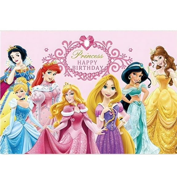 Princess Birthday Party Banner,5 x 3ft Elsa Photography Background Vinyl Wall Decorations Supplies for Kids Boys Toddlers