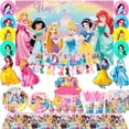thumbnail image 1 of Princess Party Decorations, Princess Birthday Party Tableware & Decorations Set Including Princess Birthday Plates Napkins Tablecloth & Princess Cake Topper Banner etc, for Girls Kids, 1 of 8