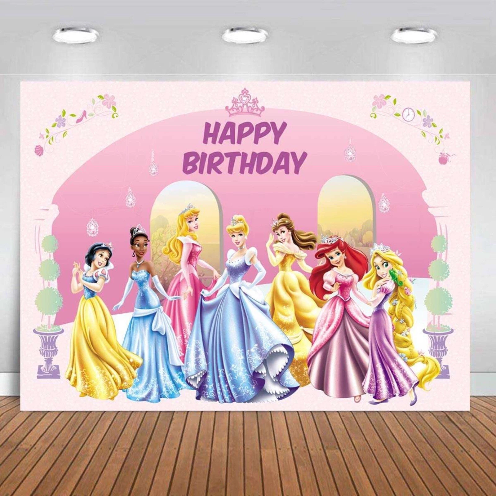 Princess Dress Happy Birthday Banner – First Birthday Bunting Decor, Photo Prop For Girls' Parties