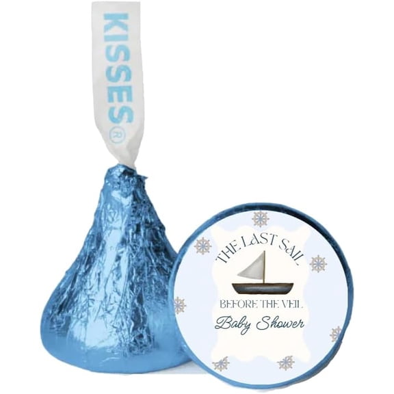 Last Sail Before The Veil Chocolate Candy Kiss Stickers| 100ct| Glossy| Baby Shower Favors