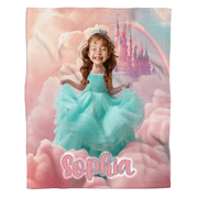 Princess Blanket for Girl with Name, Upload Photo Face Princess Blanket Throw Soft Flannel, Lovely Unique Gift for Kids Girl Room Decor Christmas Birthday Gifts D2 Small