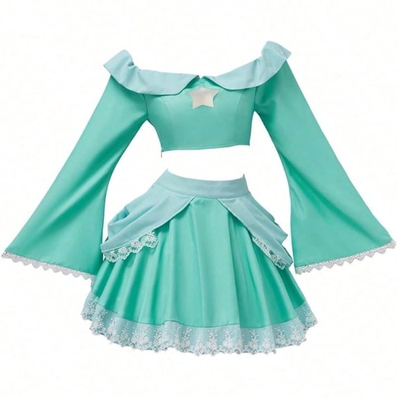 Princess Blue Dress Sexy Costume Outfit Top Skirt for Teen Women