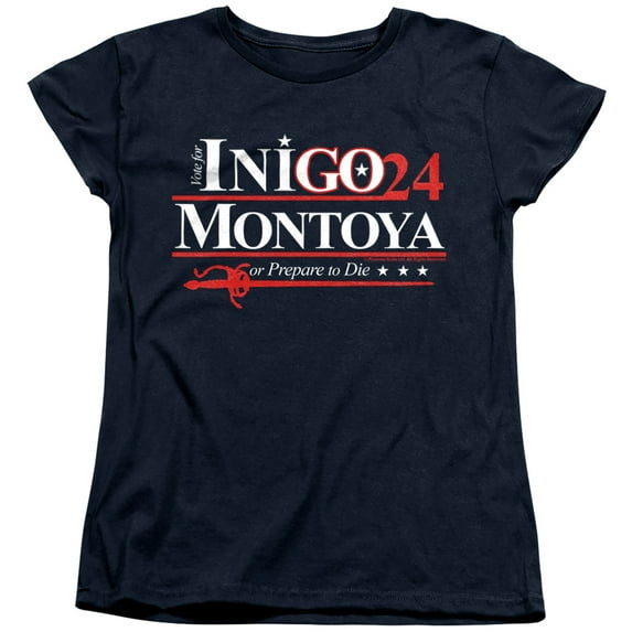 Princess Bride Inigo Montoya for President 24 Women's T Shirt, Navy, X-Large