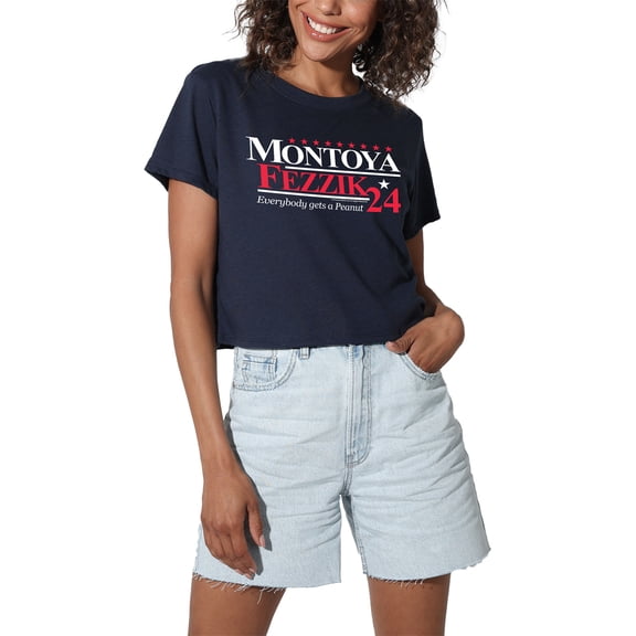 Princess Bride Montoya and Fezzik for President 24 Women's Crop Top T-Shirt, Navy, Small