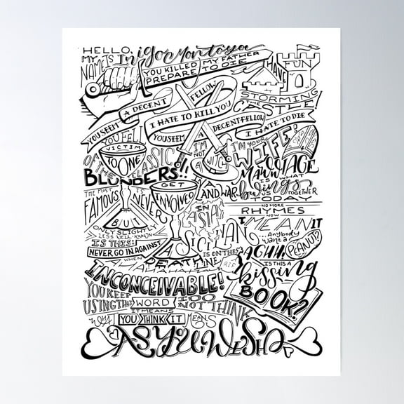 Princess Bride Quotes Poster Wall Art, Modern Wall Decor For Living Room Bedroom, 8x12 UNFRAMED