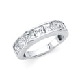 thumbnail image 1 of Princess CZ Wedding Band 14k White Gold Anniversary Square CZ Ring Bridal CZ Channel Set Band Size 6.5, 1 of 1