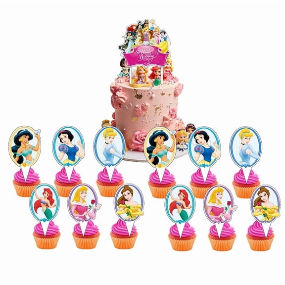 Princess Cake Topper CupcakeS Set Birthday Party Supplies Decoration Decor Kit