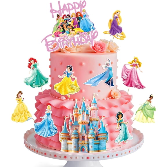 Princess Cake Topper, Princess Cake Decorations Prin cess Cake Toppers, Fantastic Happy Birthday Prin cess Cake Topper, Prin cess Cake Toppers for Girls Birthday Baby Shower Party