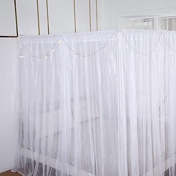 Princess Canopy Bed Curtains Bed Canopy Curtains with Lights for Queen Size Bed Drapes,8 Panels Canopies with Lights,Room Décor (Full/Queen, White)