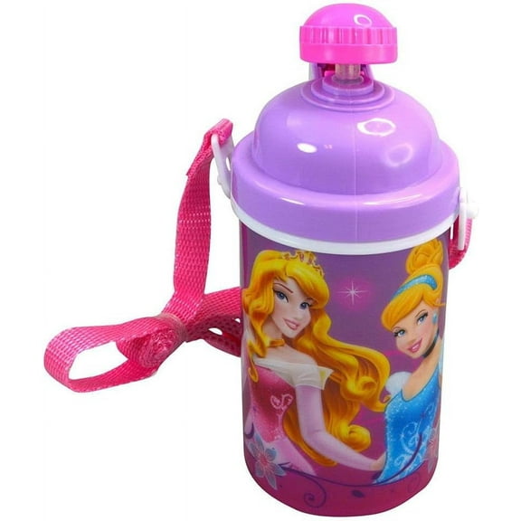 Disney Princess Cinderella Auora Belle Canteen w/Popup Lid & Straps