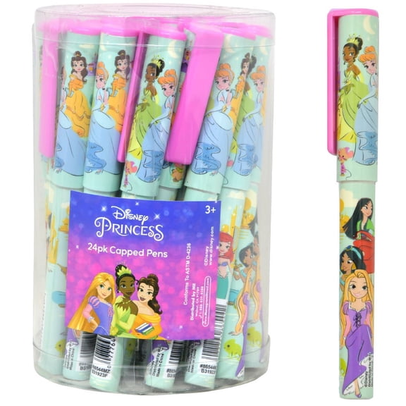 Princess Capped Pens in PVC Canister -12pcs