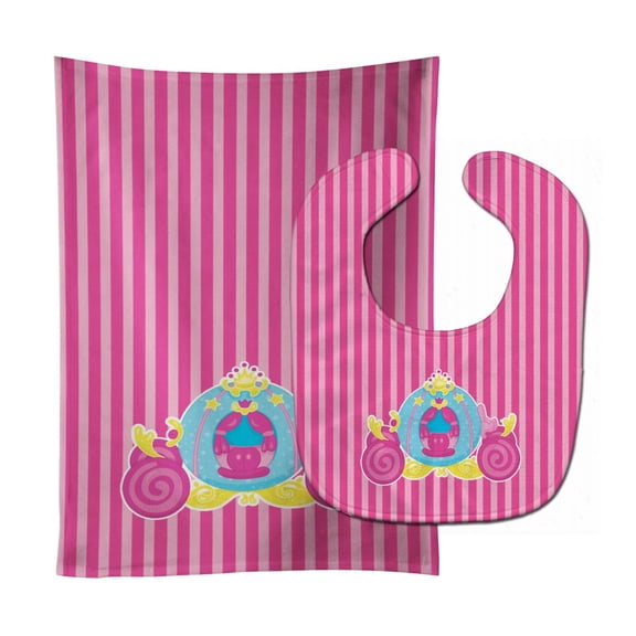 Princess Carriage Baby Bib and Burp Cloth