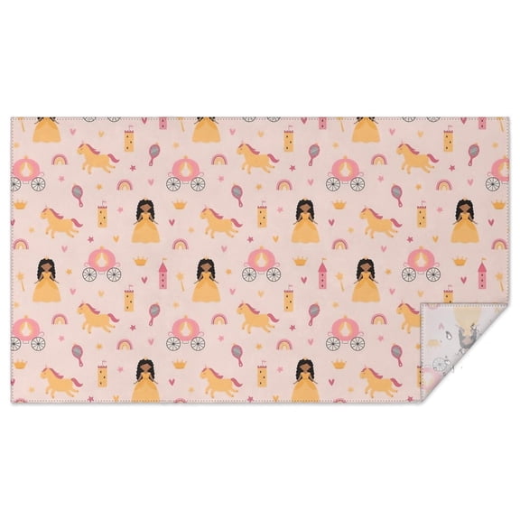 Princess Carriage Pattern Rectangle Tablecloth 60"x102",Waterproof Polyester Rectangle Table Cloth, Wipeable Spillproof Polyester Tablecloth for Dining, Camping, Indoor and Outdoor