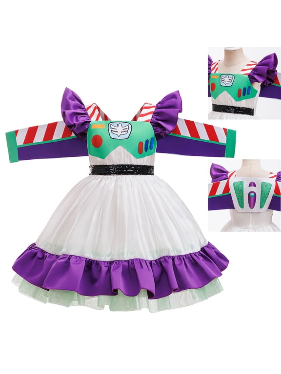 Princess Cartoon Costume for Halloween Dress Up with Detachable Wing