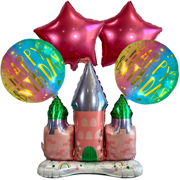 Princess Castle Balloons 5PC Set | Birthday Party Decorations & Party Supplies | Kids Birthday Gifts Baby Shower Gender Reveal Celebrations