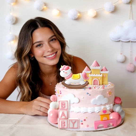 Princess Castle Cake Topper Set - Pink Fairy Tale Carousel & Castle Decor for Festive Celebrations