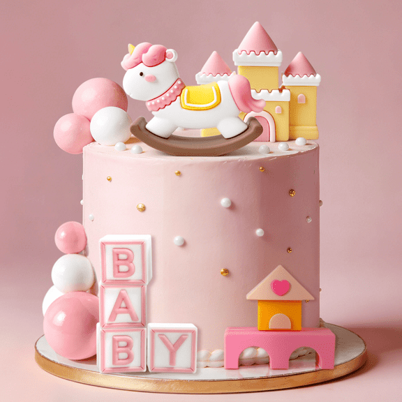 Princess Castle Cake Topper Set - Pink Fairy Tale Carousel & Castle Decor for Festive Celebrations