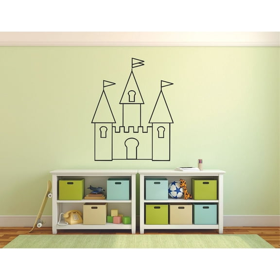 Princess Castle House Disney King Queen Royalty Cartoon Wall Sticker Art Decal for Girls Boys Room Bedroom Nursery Kindergarten House Home Decor Stickers Wall Art Vinyl Decoration Size (20x18 inch)