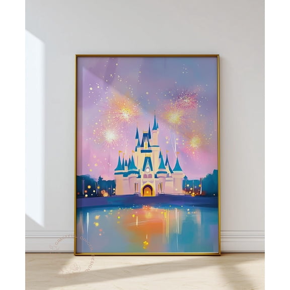 Princess Castle Nursery Art, Fairytale Girls' Room Decor Home Decor UNFRAMED Poster, Wall Art for Decor, Present, 16x24