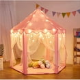 thumbnail image 1 of Princess Castle Play Tent with LED Star Lights,Large Size 55" x 53" Pink Hexagon Playhouses Kids Tent Indoor Outdoor Games for Toddlers 2-8 Years Old, 1 of 11